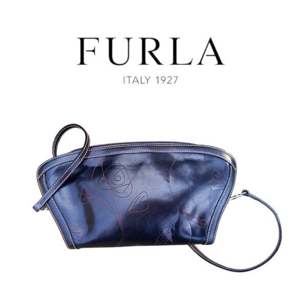 Furla Handbags - Furla ❤️‍🔥Stunning Dark Brown Rose Stitched Shoulder Bag PRISTINE Free Shipping